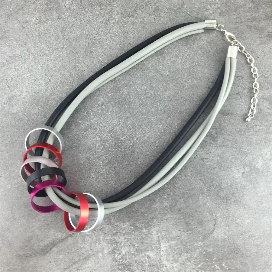 Новое дизайнерское ожерелье модное Трендовое большое металлическое круглое резиновое легкое ожерелье с подвеской для женщин - Metal Color: style 6