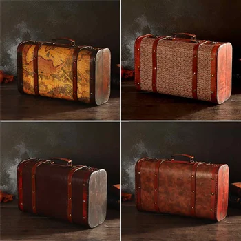 

Vintage Metal wood storage box with Lock suitcase jewelry box for gift craft for organizer Desket decorations packaging Large