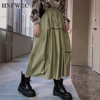 

2020 Summer New Green Skirt With Drawstring Design Japanese Style High Quality Simple Casual Casual Loose Ladies Skirts T146