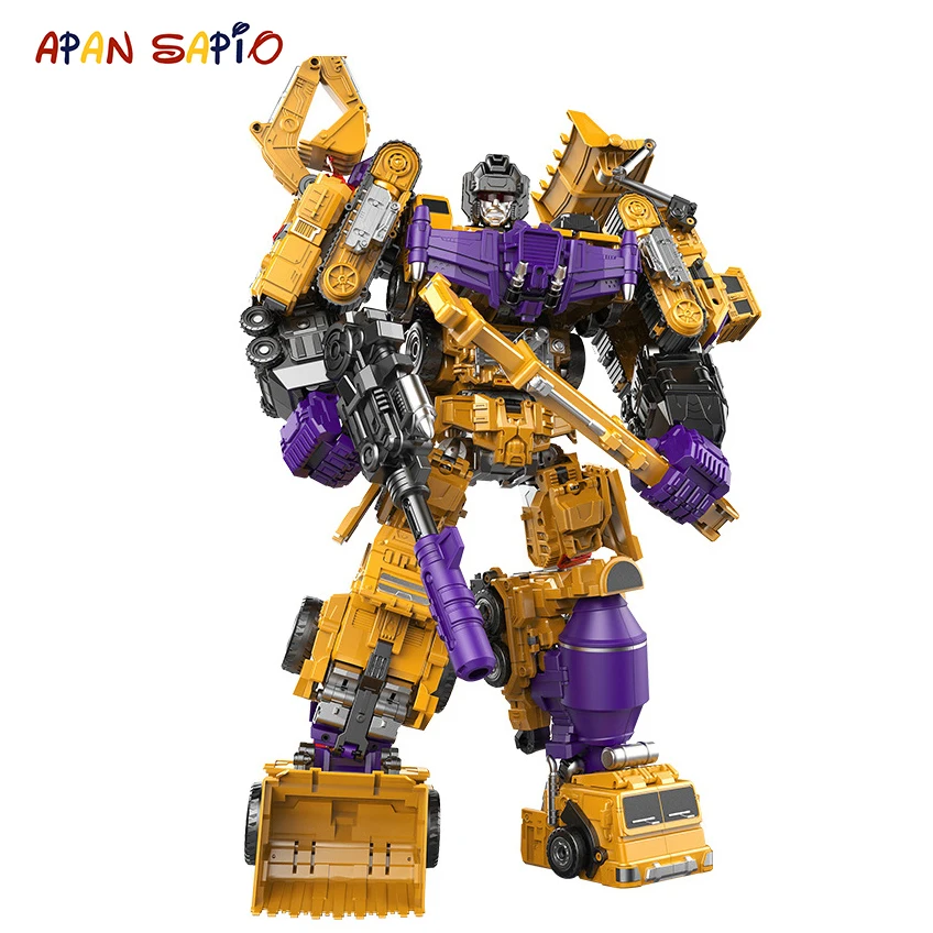 Transformation Robot Toy 6 in 1 Engineering Vehicle Model Educational Assembling Deformation Action Figure Car Toy for Children