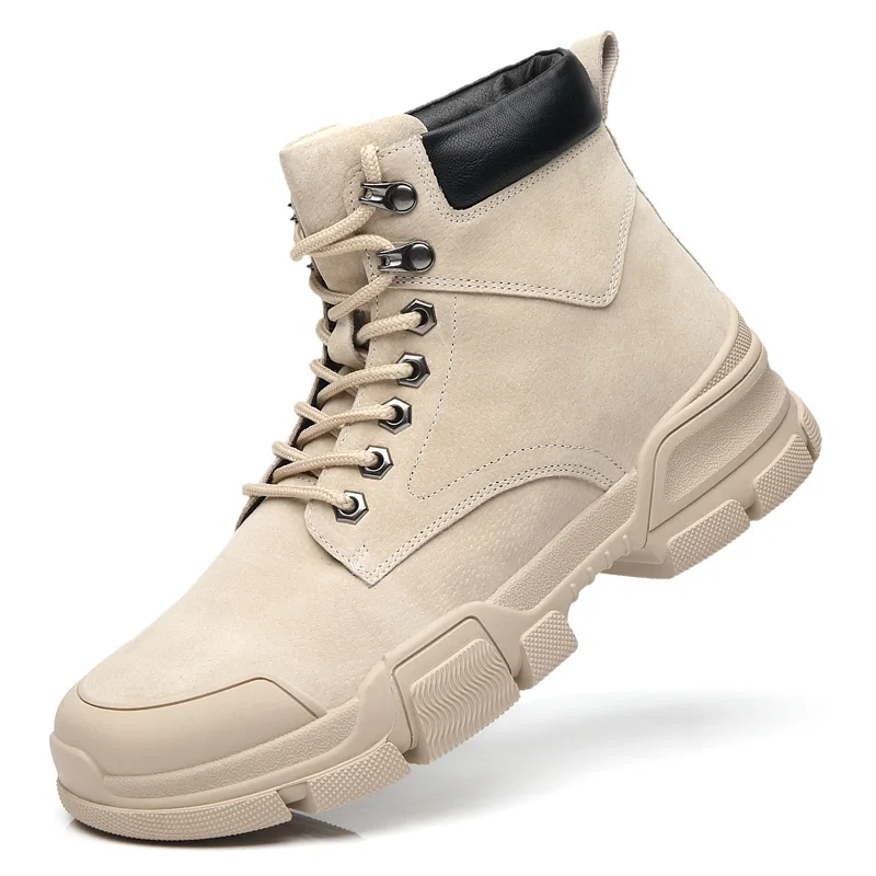 de piel auténtica para botas militares tácticas de marca de zapatos informales a la moda, botas de moto, color Beige - AliExpress Calzado