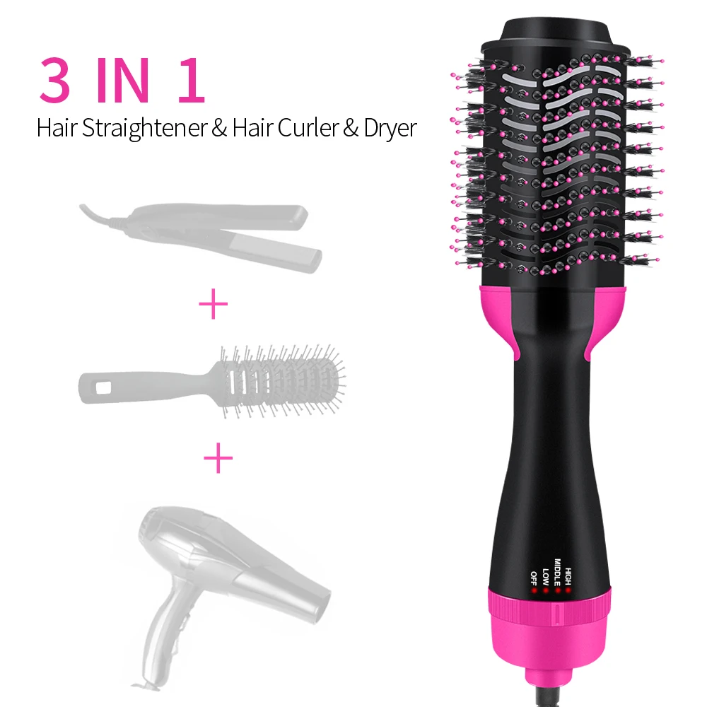 1000W Hair Dryer Brush 2 in 1 One Step Hair Dryer Brush and Volumizer Blow Straightener Curler Professional Curling Iron Comb 1000W Hair Dryer Brush 2 in 1 One Step Hair Dryer Brush and Volumizer Blow Straightener Curler Professional Curling Iron Comb