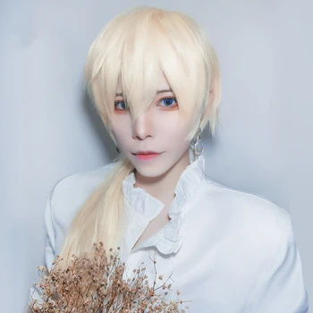 

BUQI Cosplay Wig Blonde Bangs 27" Long Ponytail Synthetic Heat Resistant Hair for Women Boy Party Anime