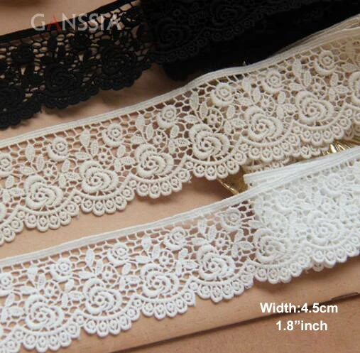 Width 4.5cm Retrovert Rose Cotton Lace Pure Embroidery Trim Lace Decoration Yarn skirt Curtain lace ribbon lace fabric lace decoration