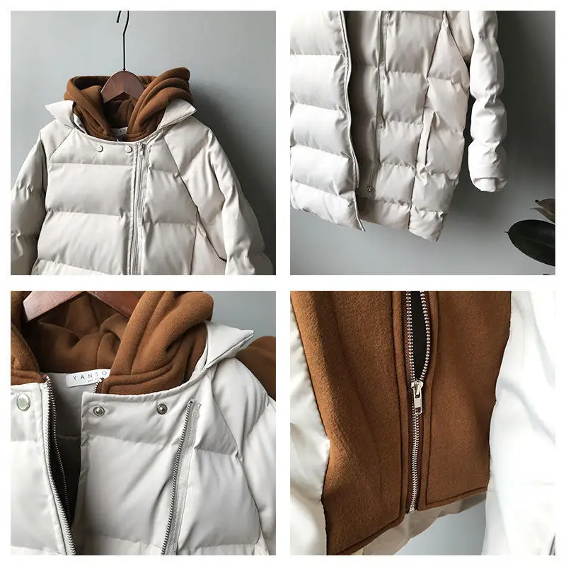 Модное пуховое хлопковое пальто для женщин, свободная теплая зимняя куртка с капюшоном, женская одежда, парка, утолщенное зимнее пальто с подкладкой, Q2136