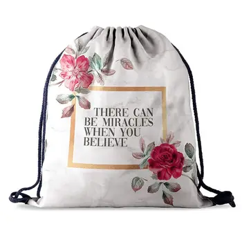 

Drawstring Gym Bag 3D Flower Printing School Swimming Travel Adult Kids Sports Backpack Daypack