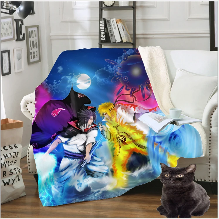 

Adult Uzumaki Naruto 3D Print Naruto Blanket Fleece Teens Travel Quilt Sofa Keep Warm Throw Plush Child Snow Soft Bedspread B155