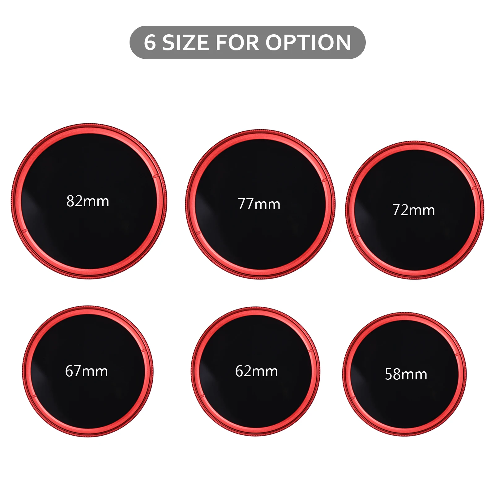 58mm 62mm 67mm 72mm 77mm 82mm Slim ND Fader Variable Filter Neutral Density ND2 to ND400 Red for Canon Nikon DSLR Camera