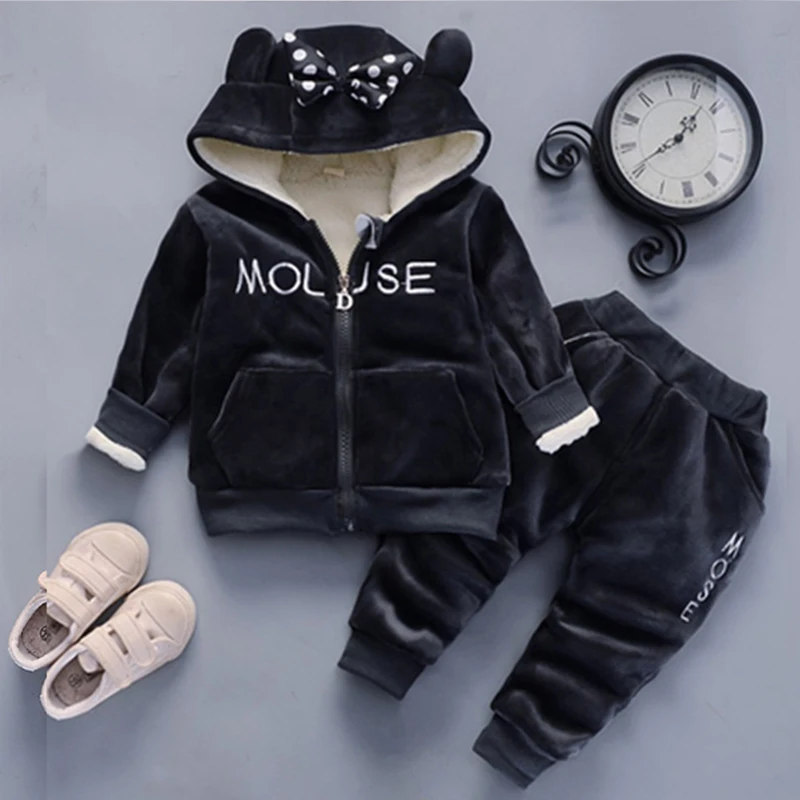 Spring Kids Clothing Sets Velvet Pajamas Toddler Children Clothes Coats+Pants Baby Boy Tracksuit Autumn Outfits Girls Sport Suit