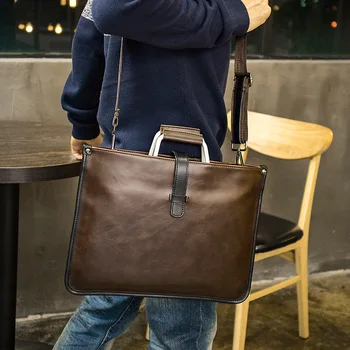 

Hot Korean Male British Retro Bag Men's Handbag Stylish One-shoulder Crossbody Bag Briefcase Portable One Shoulder Bag