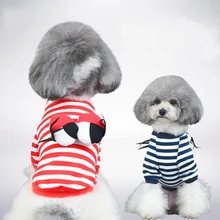 Домашних животных маленький жилет-одежда для собак Футболка милые летние Pet Костюмы Санта Клауса для домашних животных в полоску пуловер Roupas Para Cachorro 70C0105