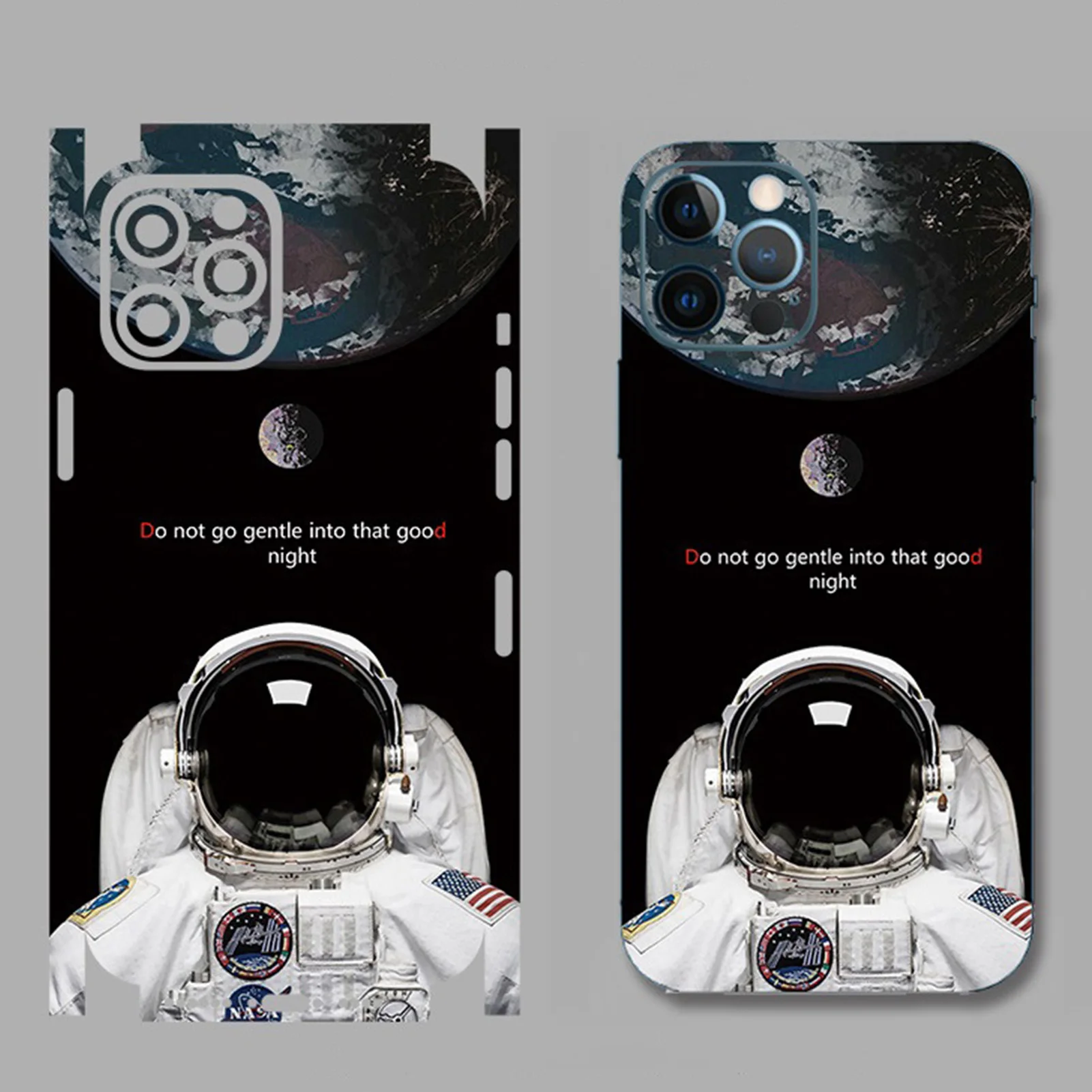 Cute Astronaut Phone Back Sticker Skins For iPhone 13 Pro Max 12 Pro Mini 11 Pro Matte Wrap Skin Cartoon Sticker Film iphone 13 pro phone case