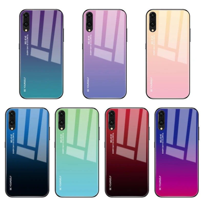 Градиентный чехол из закаленного стекла для Huawei Honor 10i 20i 8X 8A 10 9 Lite градиентный
