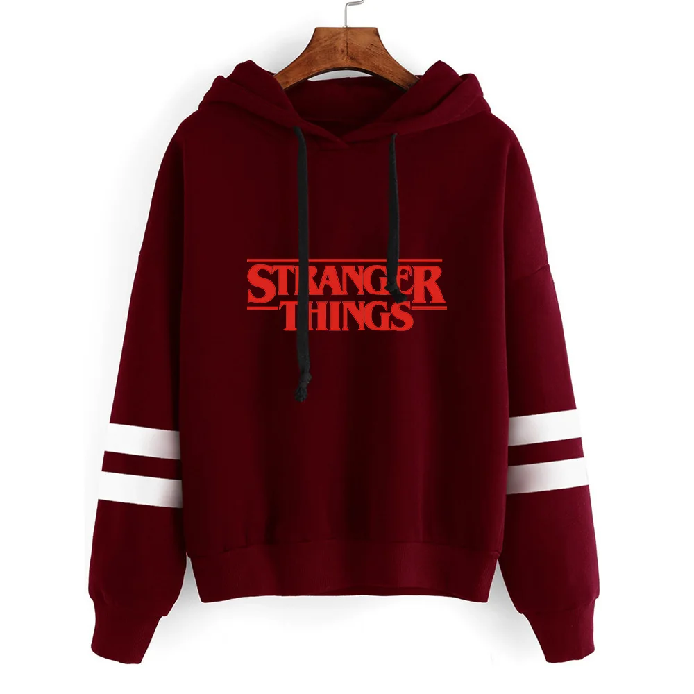 

2019 Trendy Gezichten Stranger Dingen Red wine Hooded Heren Hoodies Sweatshirts Oversized voor Herfst met Hip Hop Winter Truien