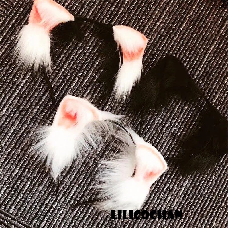 Handmade Realistic Fur Cat Ears Headband - 3 Colors Neko Anime Cosplay Costume for Halloween, Birthday Party, Hair Accessories image 3