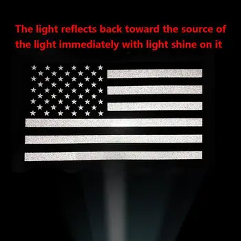 

Car Sticker Decal Warning Tape Car Reflective Stickers Reflective Rectangular United States American Flag Decal Stickers Black