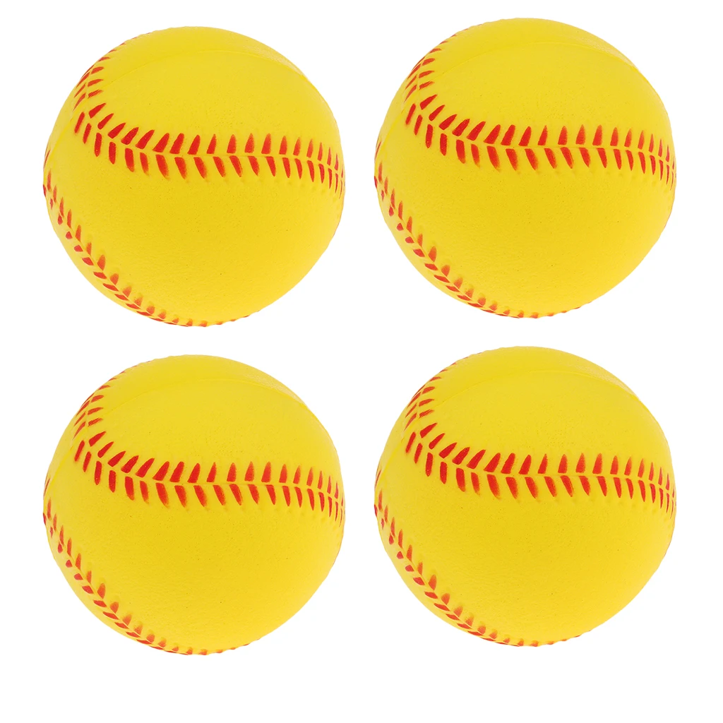 4x Exercise Safety Batting Practice Baseball Softball Bouncy Ball Yellow