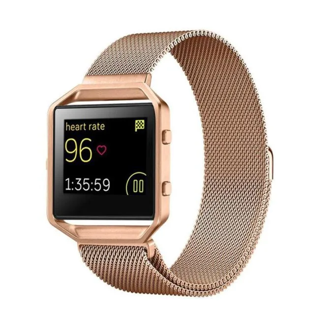Миланская петля ремешок для часов + чехол для Fitbit Blaze band из нержавеющей стали replalcement браслет металлические ремни-Бюстгальтер браслет