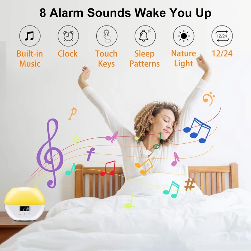 Модный-будильник Sunrise, обновленный умный светильник Wake Up с 9 цветами для детей, имитация восхода солнца и режим сна Ночной свет