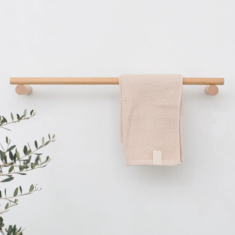 

Clothing Organiser Easy Install Home Practical Decoration Bathroom Shelf Storage Wall Mounted Wood Towel Rack Save Space Hanging