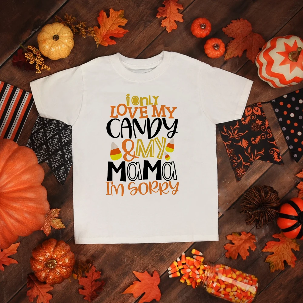 Kids Halloween Shirt I Love Candy Mama 
