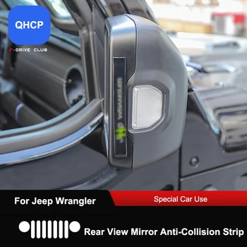 

QHCP Rearview Mirror Anti-collision Strip Sticker Rear View Mirror Anti-rub For Jeep Wrangler JL 2018 2019 Car Styling Accessory