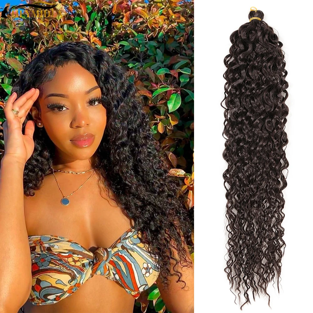 

Water Wave Crochet Braids 24Inch Afro Curl Synthetic Hair Extensions Deep Ombre Twist Braiding Bundles For Wome HeyMidea