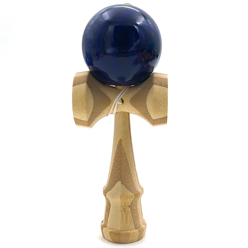 Обычная профессиональная бамбуковая деревянная игрушка Kendama для улицы, умелый шар для жонглирования, Красочные полосы, мяч для снятия стресса, обучающая игрушка - Цвет: Blue