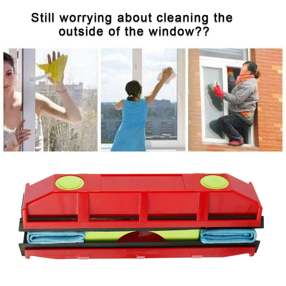 14d, 3type Magnetic Window Cleaner 20-28mm Wide Clean Strong Magnetic Brush Window Glass Brush Glass Cleaning Tool with Rag