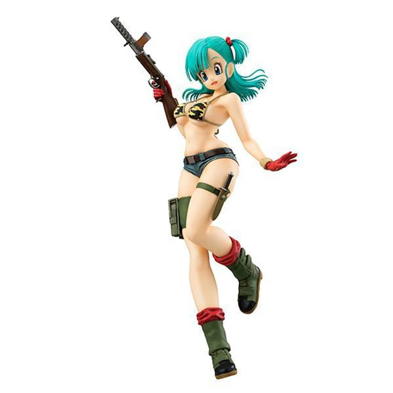 

Dragon Ball Sexy Girls Bulma Army Uniform Bikini Model Periphery Toys Military Collection Action Figure With Weapon