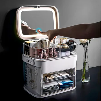 

LED High-definitionmakeup Mirror with Light Cosmetic Storage Box Drawer Type Skin Care Product Jewelry Accessoriesstorage Box