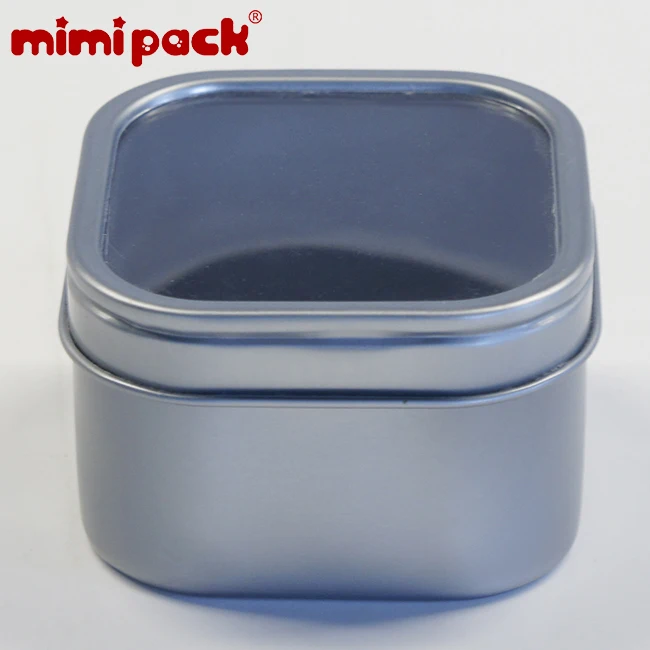 Mimipack металлические жестяные коробки для сбора банок канистры банки для хранения 24 шт квадратные жестяные банки с прозрачным окном нескользящей крышкой - Цвет: Silver Grey