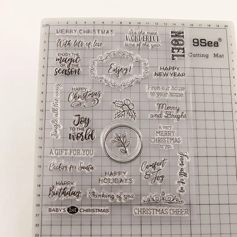 Merry Christmas Stamp Happy New Year Words Stamp Clear Silicone Stamp For Scrapbooking DIY Photo Album Christmas Party Decor