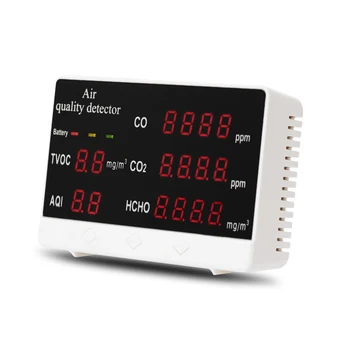 

Digital Indoor/Outdoor CO/HCHO/TVOC Tester CO2 Meter Air Quality Monitor Detector Household Gas Analyzer w/ Large screen display