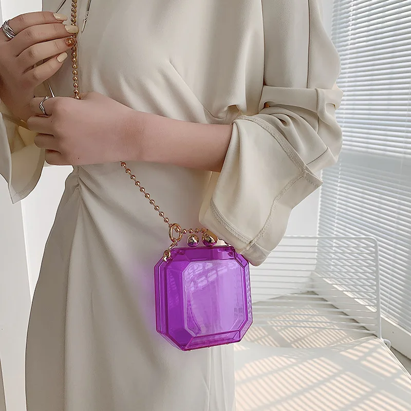 Transparent Evening Bag Acrylic Box Chain Crossbody Bag For Women Shoulder Purses And Handbags Ladies Party Clutch