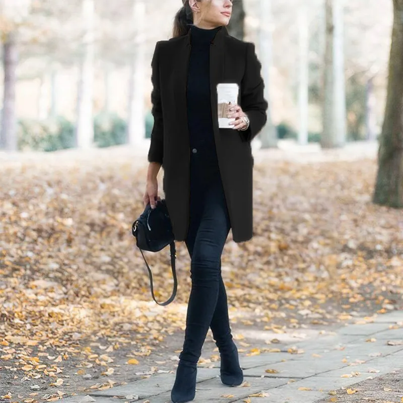 Winter Coats and Jackets Women Plus Size Long Wool Coat Warm Korean Elegant Vintage Coat Female Cloak Cape Khaki Jacket