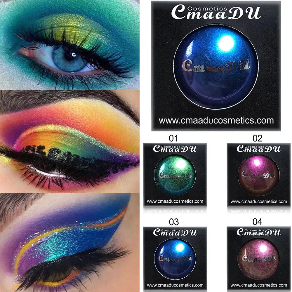 

CmaaDu 4 Colors Eyeshadow Powder Chameleon Glitter Powder Pigment Waterproof Long Lasting Nude Metallic Eyeshadow