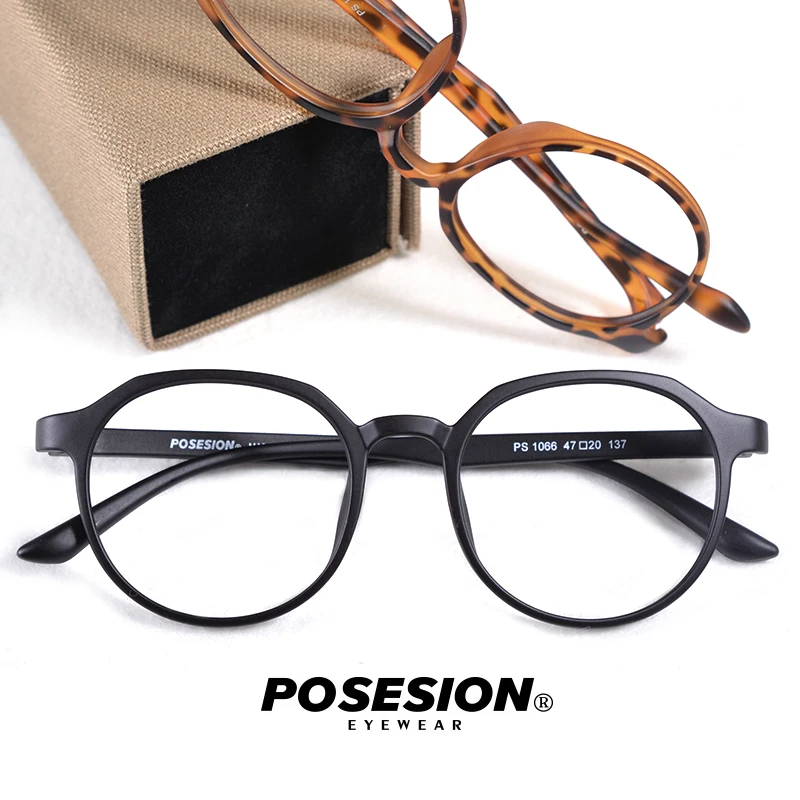 Posesion, винтажные, TR90, большие, леопардовые, женские, ультралегкие очки, оправа, круглые, близорукость, очки по рецепту, очки для мужчин, 7,9 г