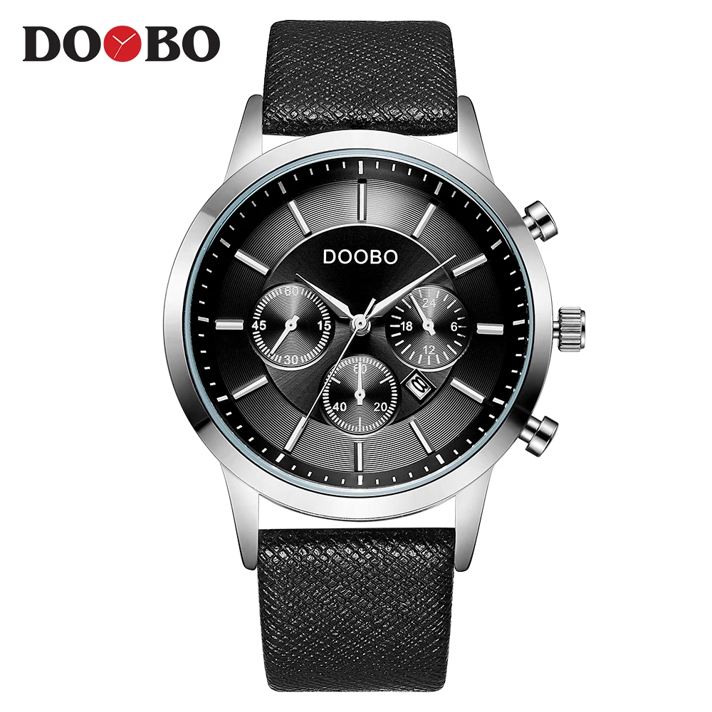 D034 black DOOBO мужские часы лучший бренд класса люкс золотые мужские часы модный кожаный ремешок повседневные спортивные наручные часы с большим циферблатом Прямая поставка - Цвет: D034 black