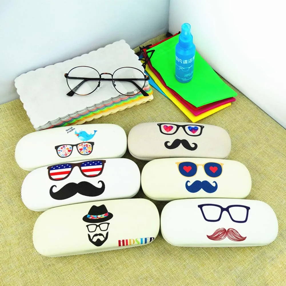 Fresh Beard Glasses Random Hard Leather Glasses Case Cute Protector Sunglasses Box Eyewear Cases Accessories