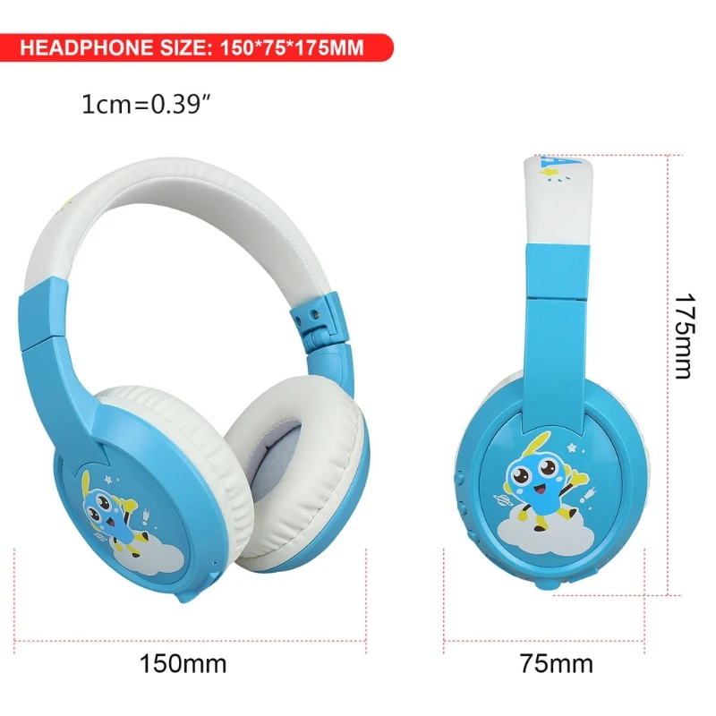 Stereo Wired and Bluetooth Music Headphone Built in Aux Microphone Kids Foldable TF Card Online Class