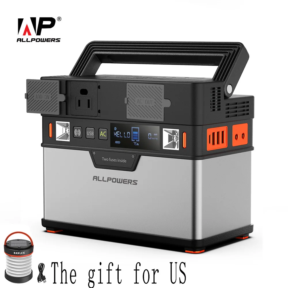 

ALLPOWERS 110V 100500mAh Portable Generator 372Wh Power Station Pure Sine Wave Powering Car Refrigerator TV Drone Laptop Phones.