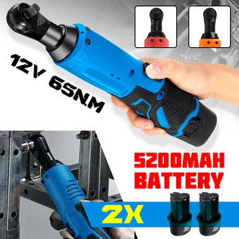 

Portable 2X 5200mAh Batteries 12V Electric Wrench Kit Ratchet Wrench Rechargeable Scaffolding 65N.m Torque Ratchet Tools
