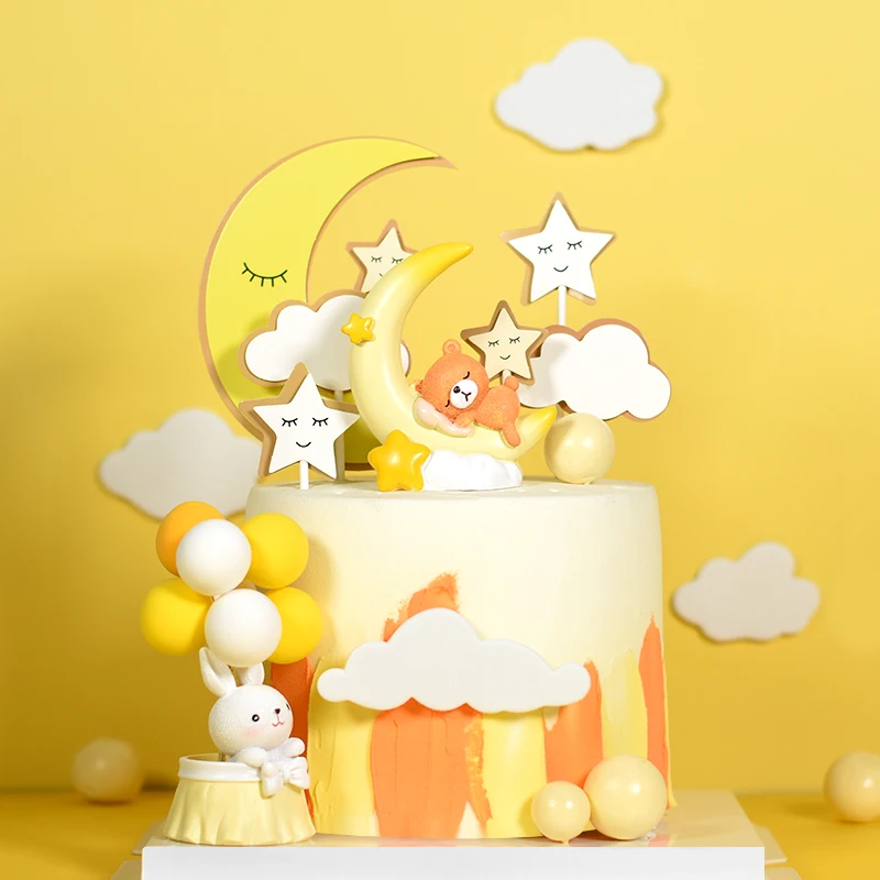 Cakelove луна звезда медведь торт Топпер для свадебной вечеринки Hairball кисточкой