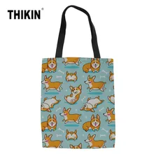 THIKIN Corgis печать дамы большой емкости Женская хозяйственная сумка Холщовая Сумка Эко женщины ежедневного использования складной чехол сумка на плечо