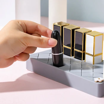 

12/24 Grid Lipstick Rack Cosmetic Storage Box Makeup Storage Case Lipstick Silicone Organizer Makeup Brush Holder For Desktop