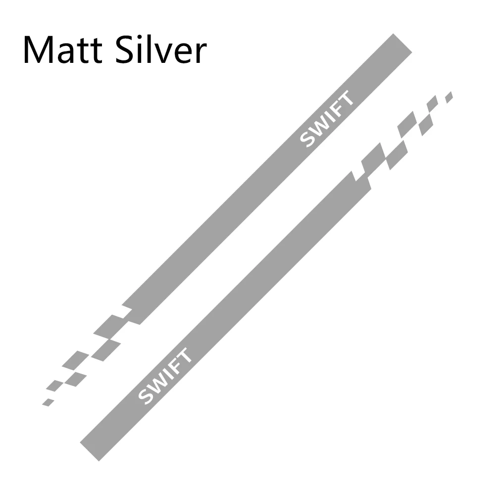 Matt Silver 2 шт. спортивные автомобильные дверные боковые юбки в полоску виниловые наклейки для автомобиля Стайлинг кузова Декор Наклейка для Suzuki Swift Пленительные автомобильные аксессуары - Название цвета: Matt Silver