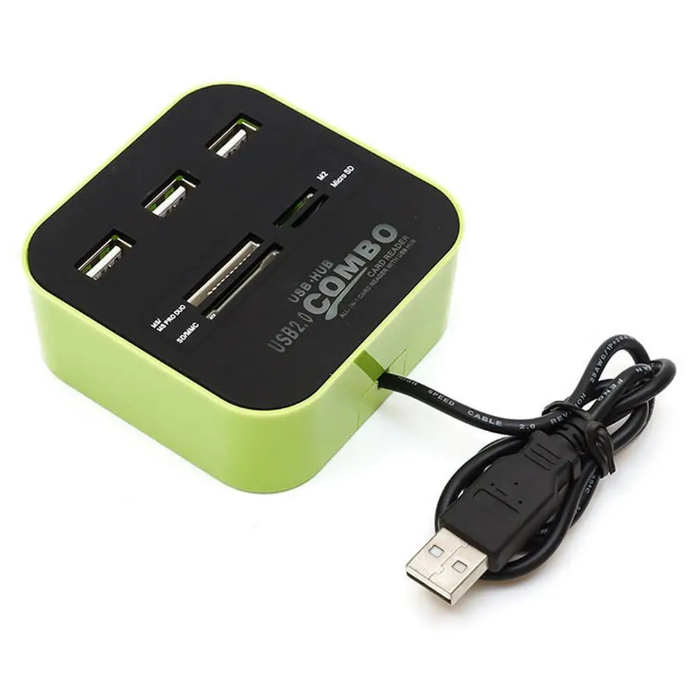 Высокоскоростной USB 2,0 концентратор 3 порта с кардридером мини концентратор USB комбинированный все в одном многофункциональный USB 2,0 кардридер концентратор# N
