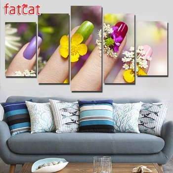 

FATCAT beauty salon manicure Diamond Painting diy 5 piece Full Square Round Drill Diamond Embroidery Sale Home Decor AE989