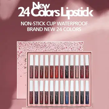 

Lip Glaze Gift Box Set Matte Lipstick Waterproof Long Lasting Matte Lip Gloss Nude Velvet Pigment Batom Women Fashion Lip Makeup